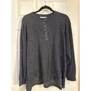 Sage Brush Trading Co Half-Placket Knit Pullover Sweater Charcoal Heather   S/M